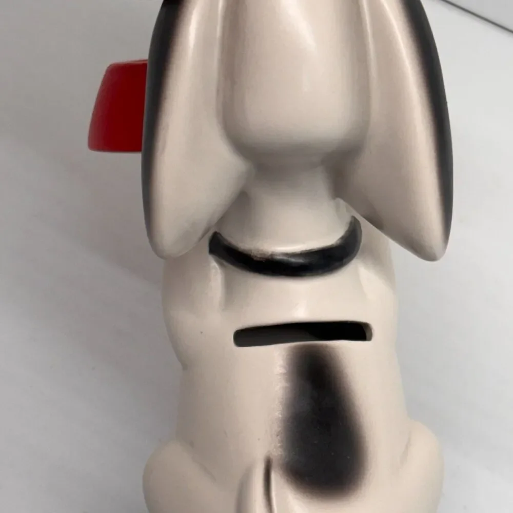 Vtg Hallmark Peanuts Snoopy With Red Dish Ceramic Coin Bank 9